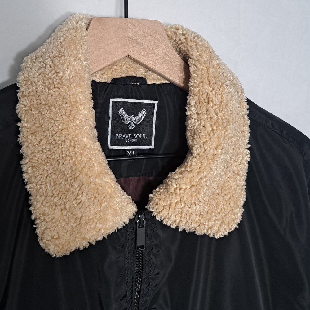 Bomber Style Jacket with Sherpa Collar by Brave Soul, London.